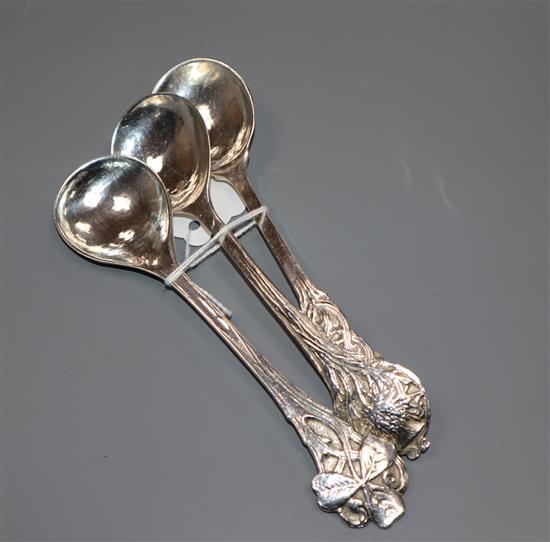 A set of three George V Arts & Crafts silver spoons, by Omar Ramsden, London, 1925/5.